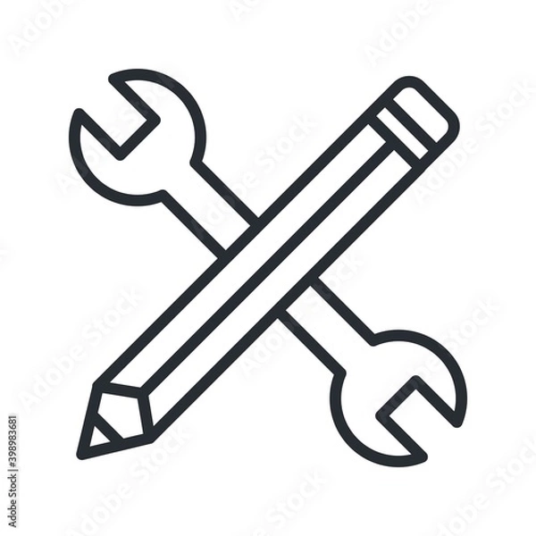 Fototapeta Wrench and pen. Business icon in line design style.