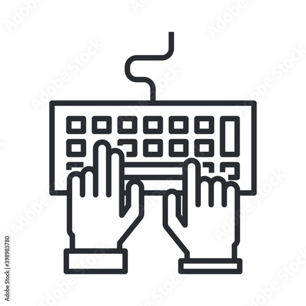 Fototapeta Computer keyboard, typing icon. Line icon for programming, office work, freelance typing concept.