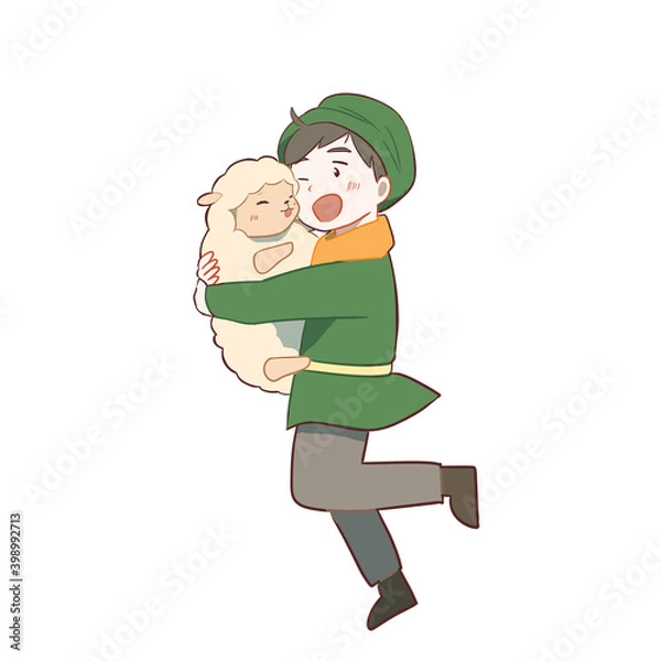 Obraz いなくなった羊を見つけた羊飼いの少年