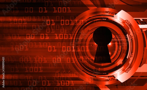 Fototapeta Closed Padlock on digital background, cyber security
