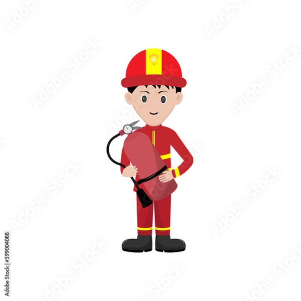 Fototapeta Fireman Character Vector Illustration