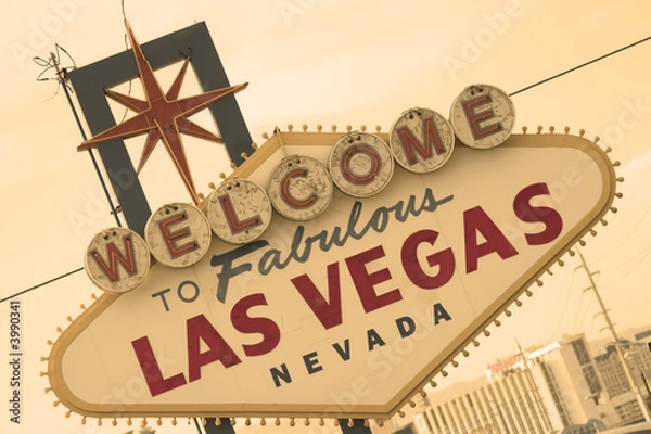 Obraz Sepia z przodu znaku Las Vegas
