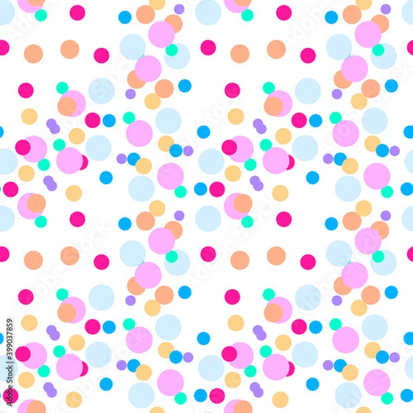 Fototapeta Seamless pattern with multi-colored yellow, orange, green, pink, purple, blue bright ovals on a white background. Use for fabric, textile, napkins, packaging, web design, children's things.