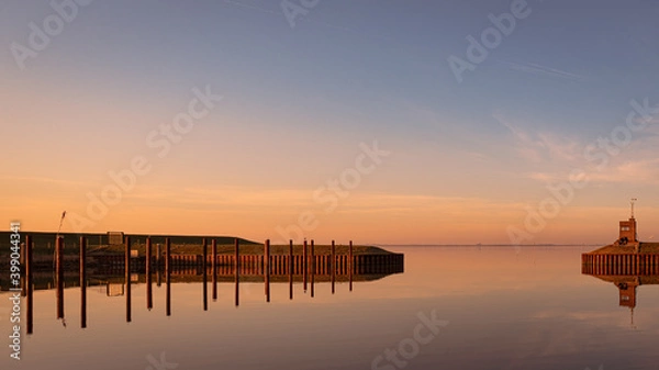 Fototapeta sunset over the harbor