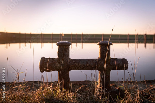 Fototapeta sunset over the harbor