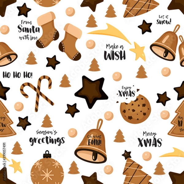 Obraz A Christmas seamless pattern with gingerbread cookies