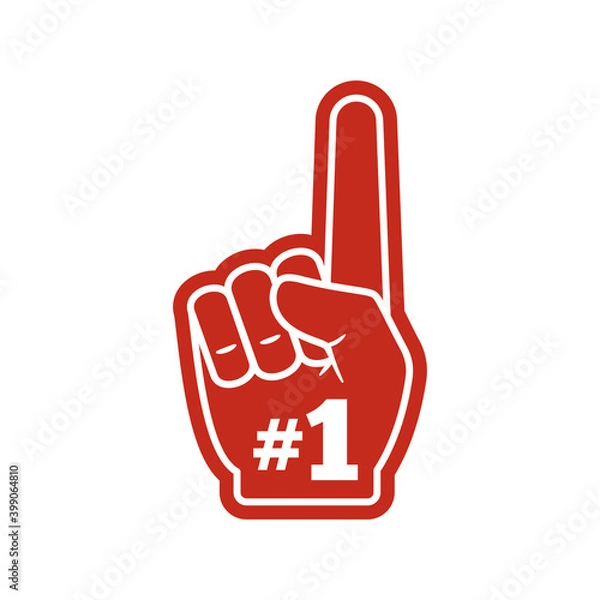 Fototapeta The number 1 Fan Glove. Red Glove. Isolated Vector illustration