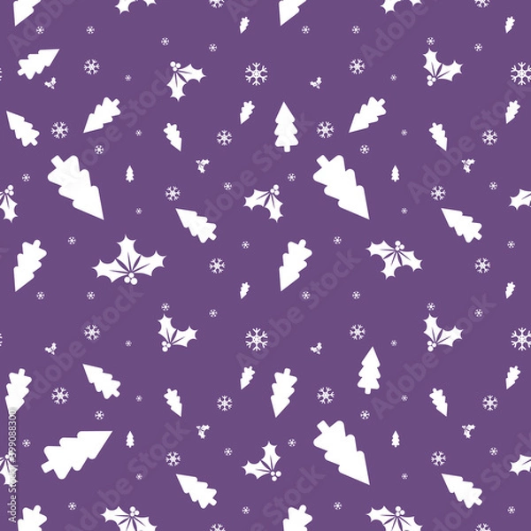 Fototapeta Christmas seamless pattern, Xmas poster design template, vector illustration 