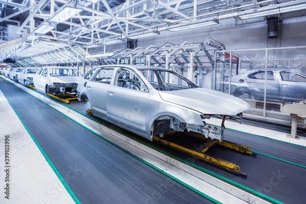 Obraz cars in a row at car plant