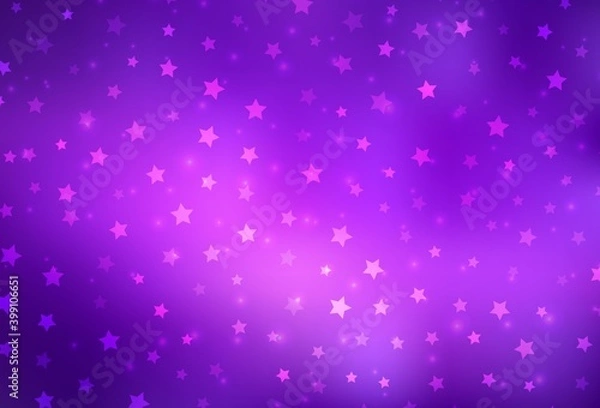 Fototapeta Light Purple, Pink vector pattern with christmas snowflakes, stars.