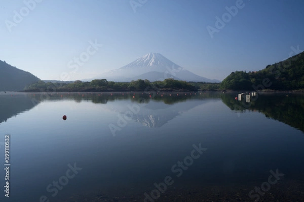 Fototapeta 朝の富士山と精進湖