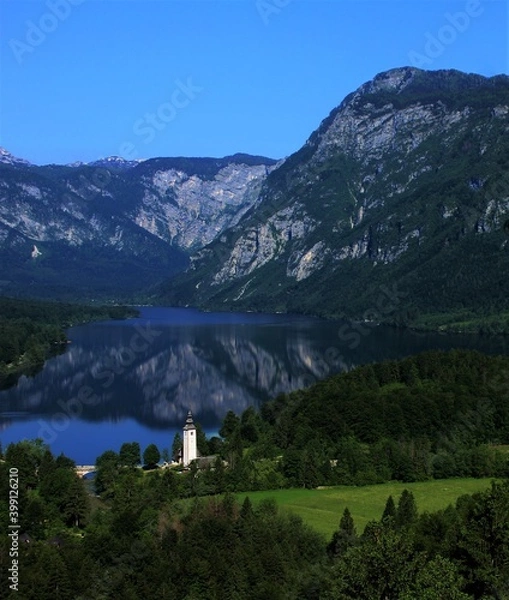 Obraz Lake Bohinj in Slovenia. Beautiful look out while hiking
