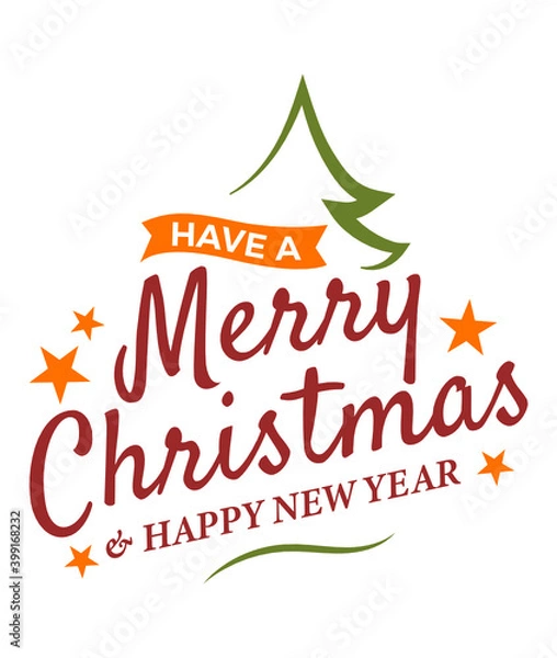 Fototapeta merry christmas lettering