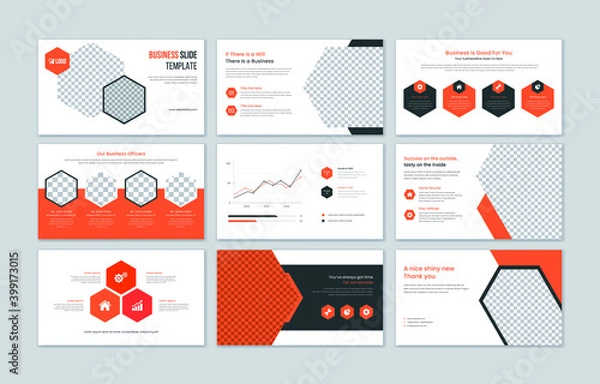 Obraz Business presentation slides with infographic elements