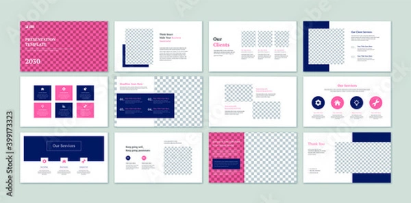 Obraz Business presentation slides with infographic elements