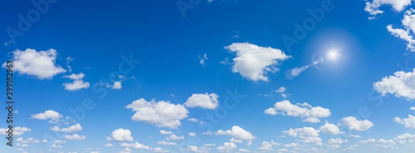 Fototapeta Beautiful panorama blue sky and clouds with daylight natural background.