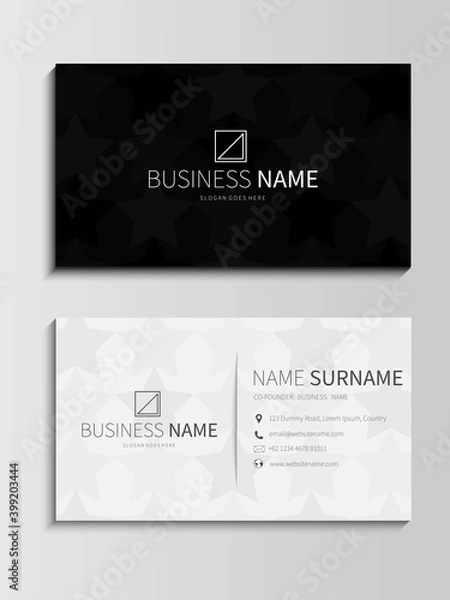 Fototapeta White and Black Star Geometric Background Business Card Template. Vector Design Illustration.