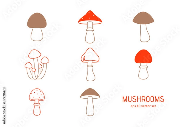 Obraz Mushroom - vector icons set.