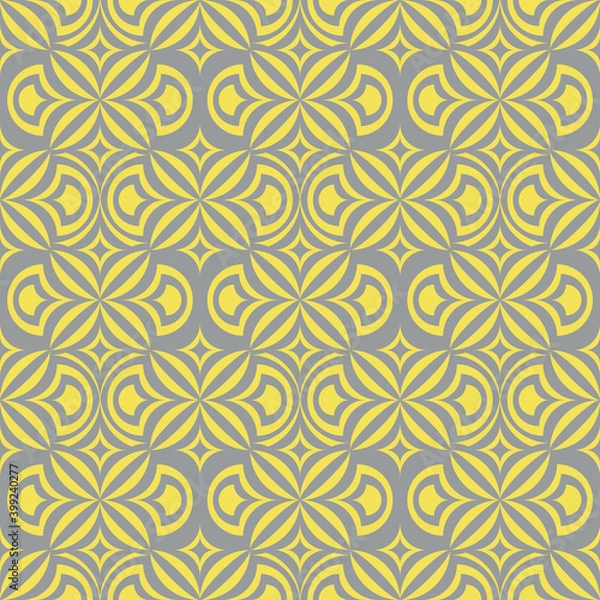 Fototapeta Ultimate gray and illuminating yellow geometric mosaic seamless vector pattern. Surface print design for fabrics, stationery, scrapbook paper, gift wrap, textiles, home decor, wallpaper and packaging.