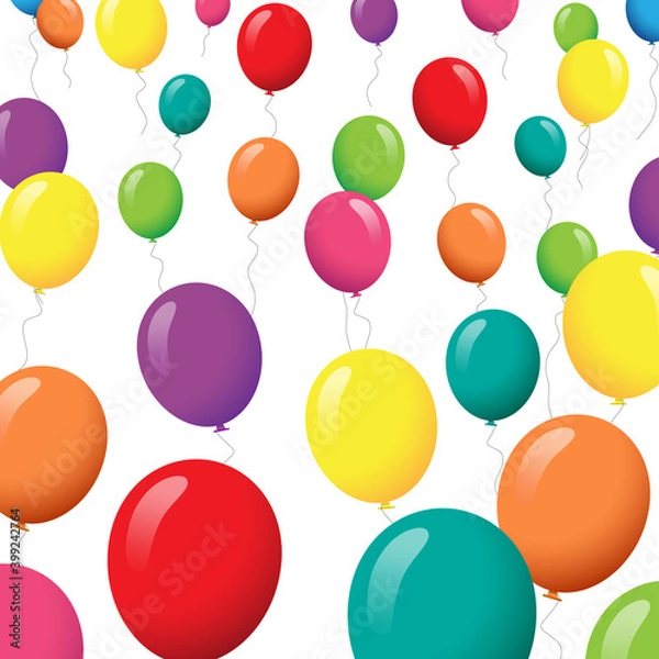 Fototapeta Balloons vector isolated on white background. Balloons in flat style. Useful for party poster, greeting and wedding card. Vector illustration of modern party balloon