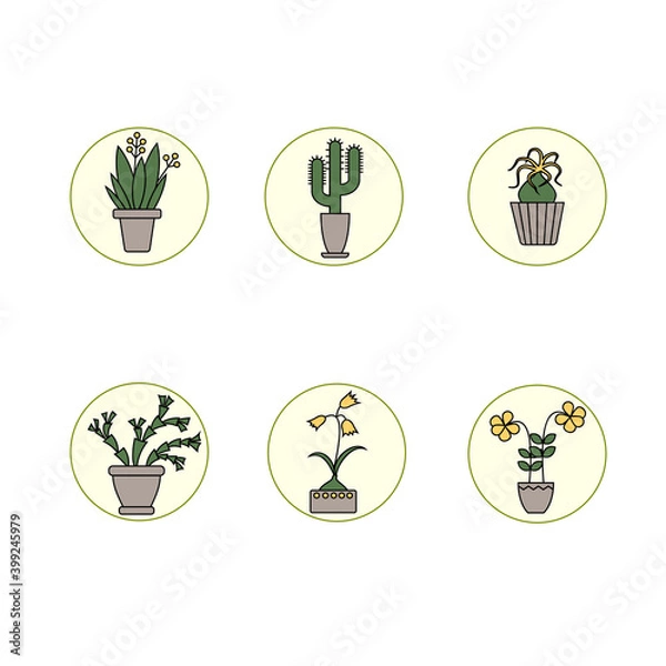 Obraz colored icons of plants, icons of plants in a circle