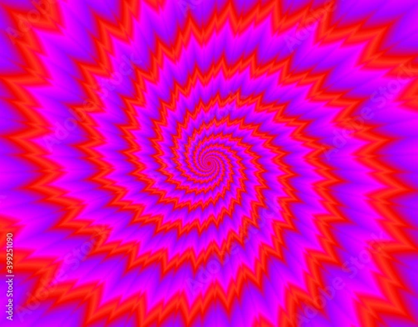 Fototapeta Pulsing red spirals. Optical expansion illusion.
