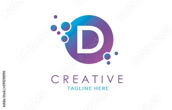 Fototapeta Dots D Letter Logo in Beautiful Gradient Color. D Letter bubble Vector.