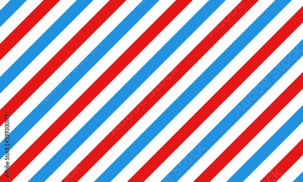 Fototapeta Barber shop concept pattern. Barbershop background. Vector red, white and blue diagonal lines seamless texture.