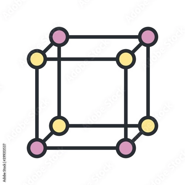 Fototapeta Molecular cube vector icon isolated on white background.
