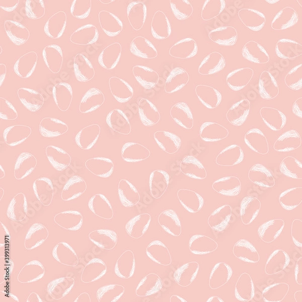 Fototapeta white egg outline on a light. red background. Hand drawing. Vector illustration. Seamless pattern.