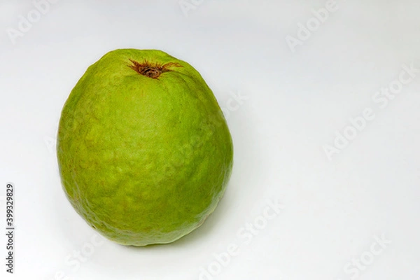 Fototapeta Green Fresh Guava Close Up Image On White Background.