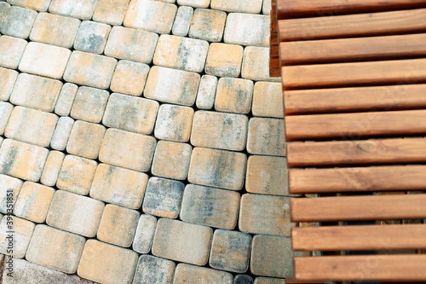 Obraz gray color paving slabs in the city, pedestrian street