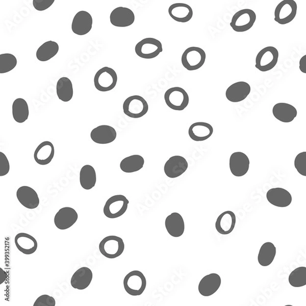 Obraz Doodle dots seamless pattern. Hand drawn circles background. Monochrome texture.
