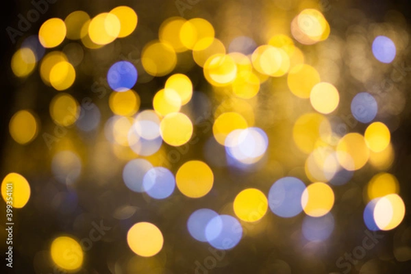 Obraz Golden bokeh, blurred background, christmas background.