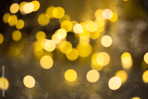 Obraz Golden bokeh, blurred background, christmas background.