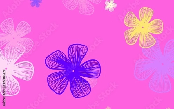 Obraz Light Pink, Yellow vector abstract pattern with flowers.