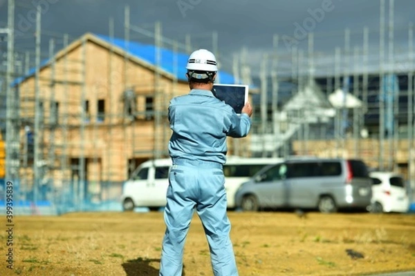 Fototapeta 住宅街マイホーム工事の現場監督