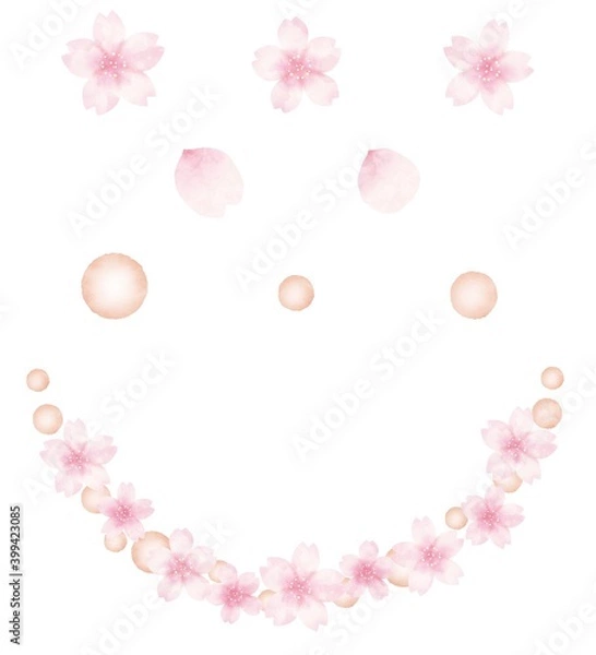 Fototapeta 桜のフレームとカットイラストのセット