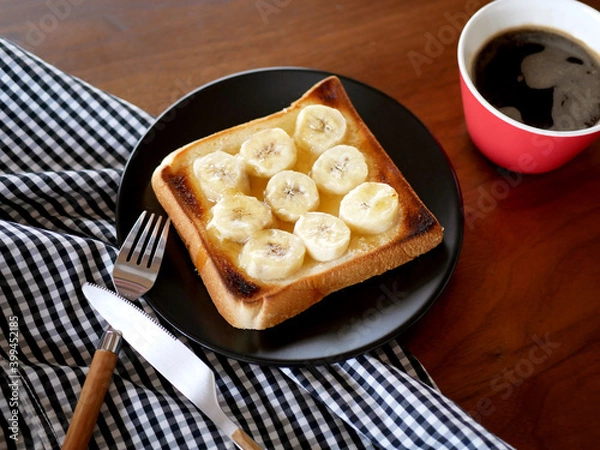 Obraz バナナトーストとコーヒー