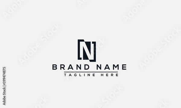 Fototapeta N Logo Design Template Vector Graphic Branding Element.
