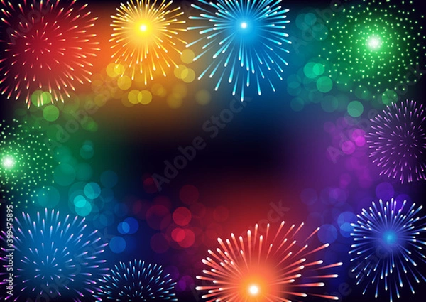 Obraz Abstract colorful firework on black background for celebration