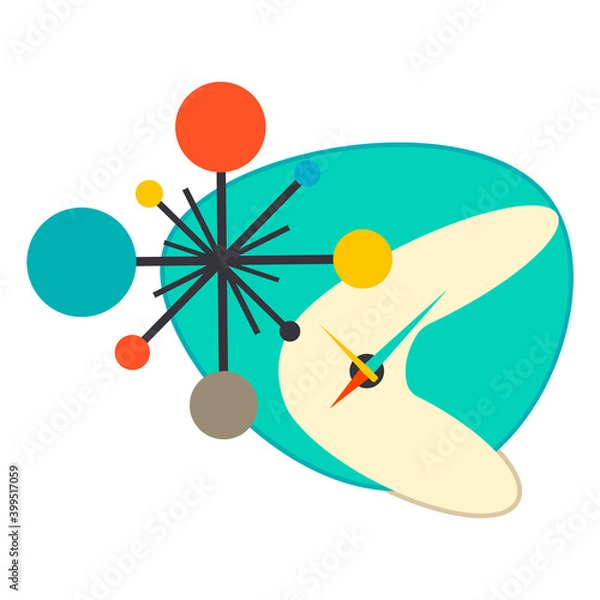 Obraz Mid century furniture clock retro vector illustration