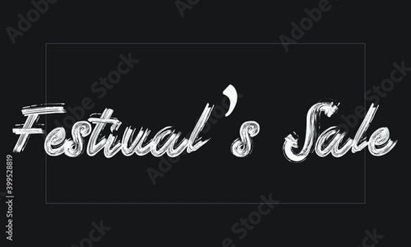 Fototapeta Festival’s Sale Typography Handwritten modern brush lettering words in white text and phrase isolated on the Black background