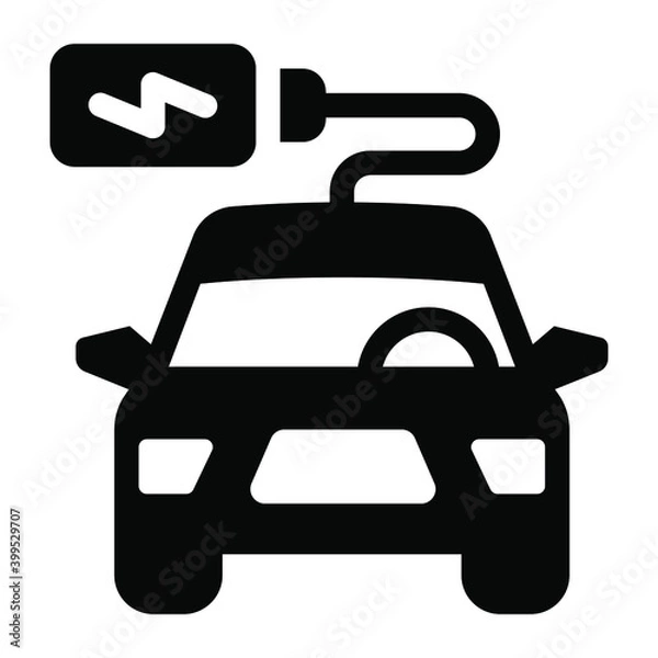 Obraz 
Charging car connected with cable, solid icon 
