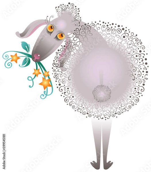 Fototapeta The stylized image of a lamb. Humor. Vector graphics