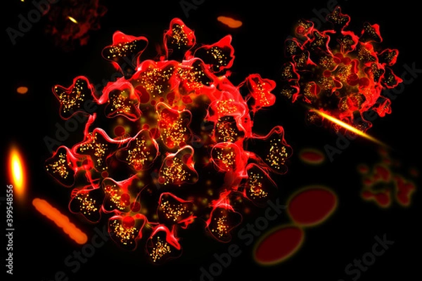 Fototapeta Coronavirus Sars-Cov-2 (Covid-19) isolated on black background.