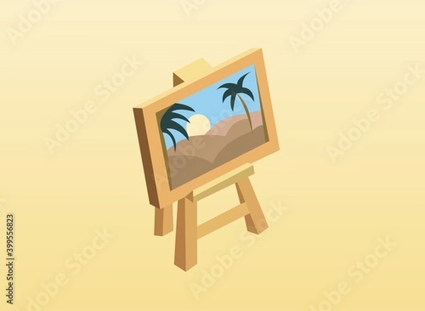 Obraz Vector of a landscape painting on brown background