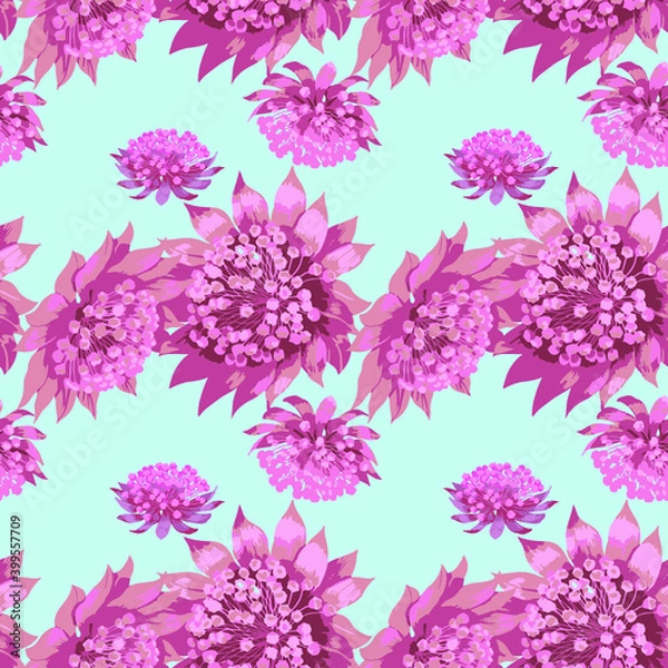 Fototapeta Vector  composition of  flowers. Seamless background pattern #3