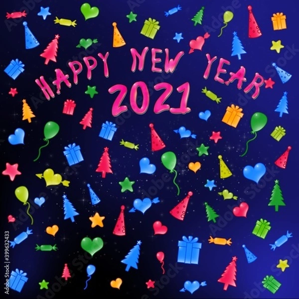 Fototapeta Happy New Year 2021 Illustration
Night Version