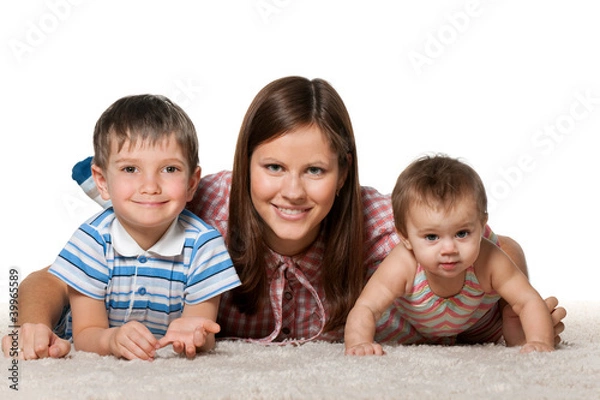 Obraz Cheerful children with smiling mother